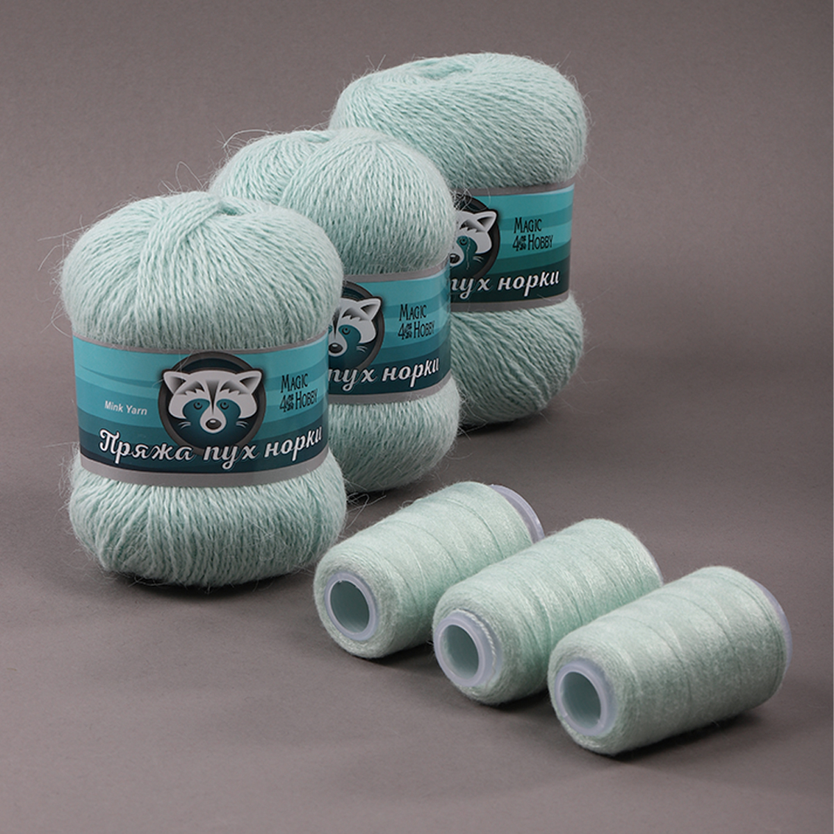 Пряжа Magic 4 Hobby Пух норки (80% пух норки, 20% полиамид) 3х50г/350м цвет мятный - фото 4
