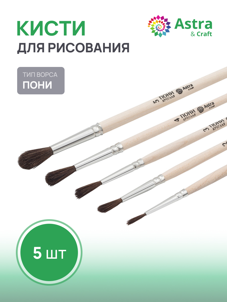 Кисть Astra Craft 5 шт. (пони) - фото 1