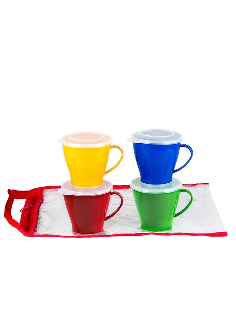 Набор посуды Solaris 4 чашки 0.36л с крышками - фото 11