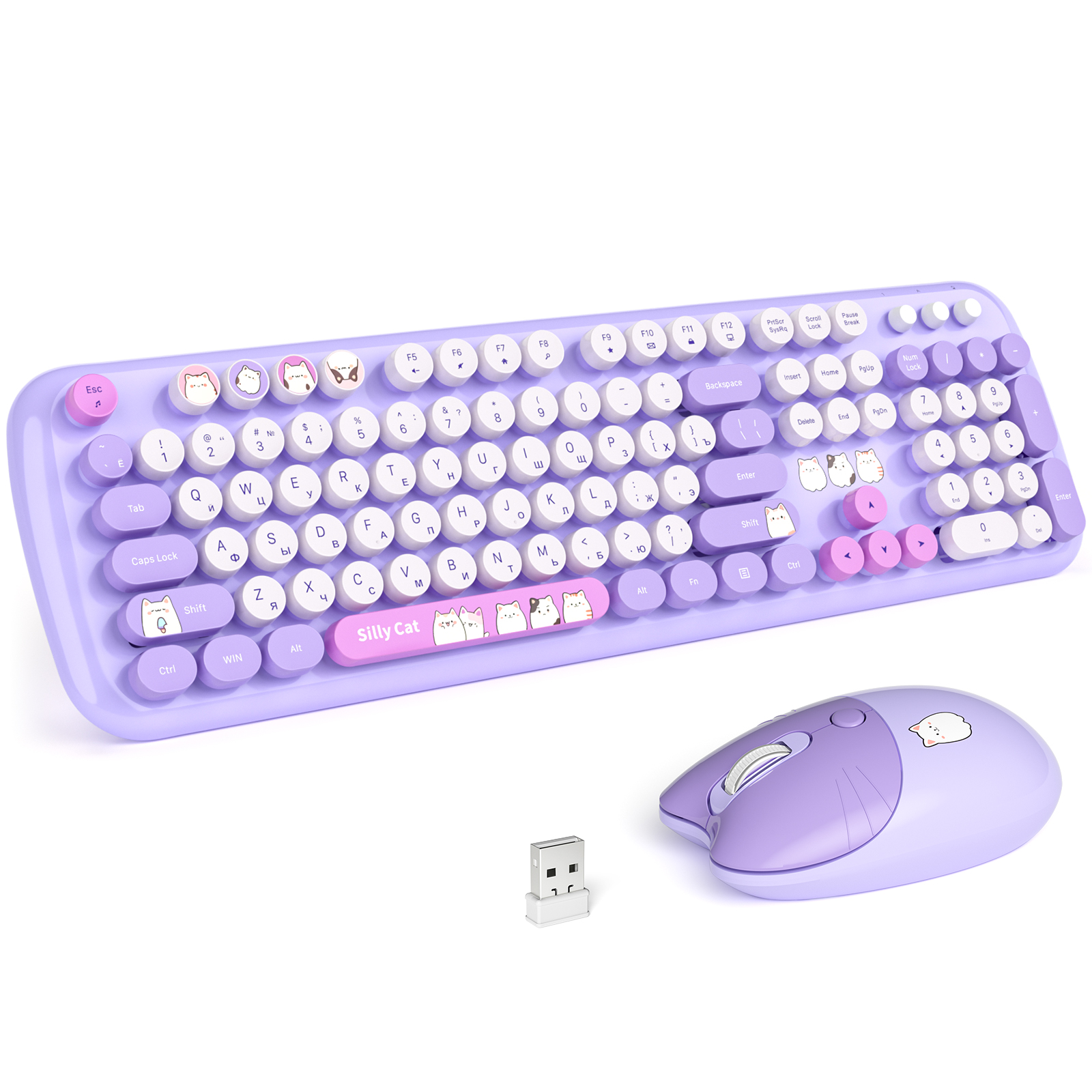 Беспроводной комплект клавиатура + мышь MOFii MOFii SMK-648M3AG Purple - фото 1