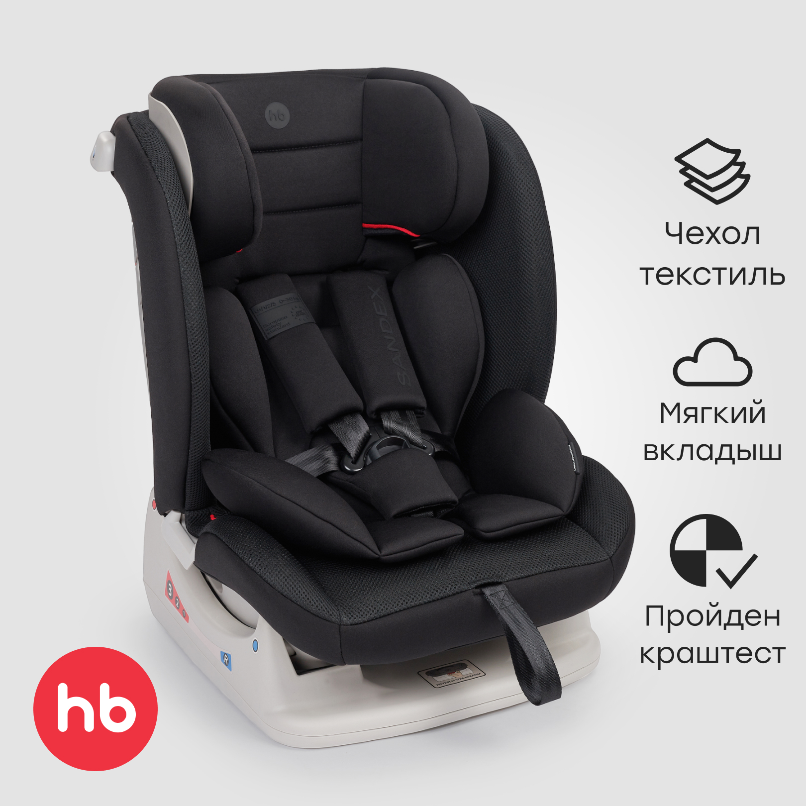 Автокресло Happy Baby Sandex 0+/1/2/3 (0-36 кг) черный - фото 1