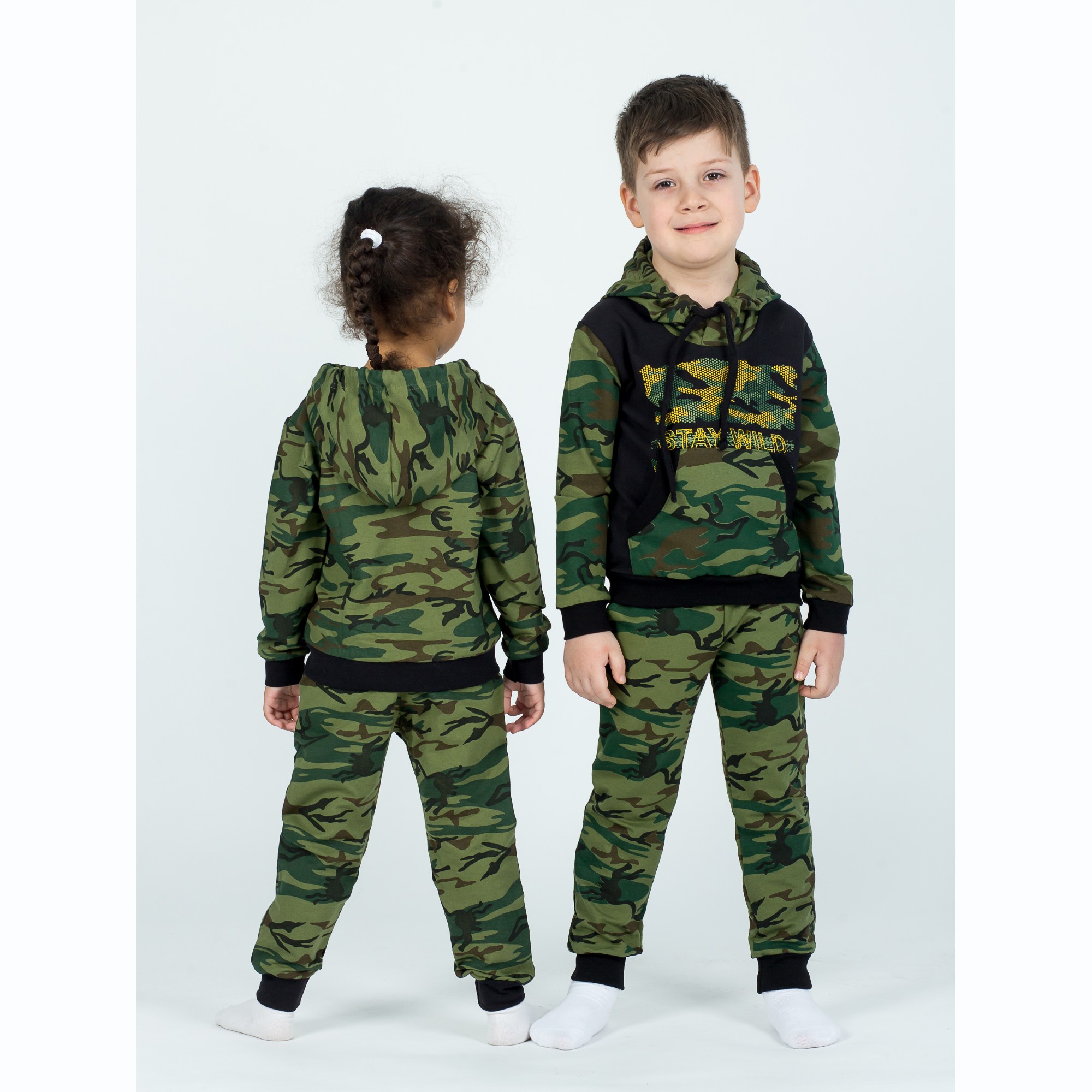 Костюм спортивный KiMMi Baby КБ-1308747 хаки черный милитари - фото 5