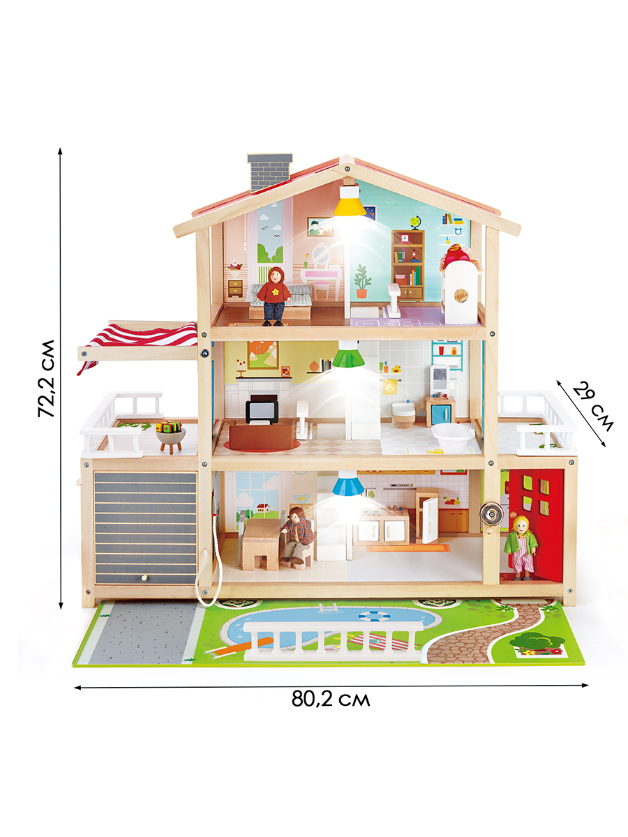 Домик для кукол Hape 72.2 см с мебелью E3405_HP - фото 2