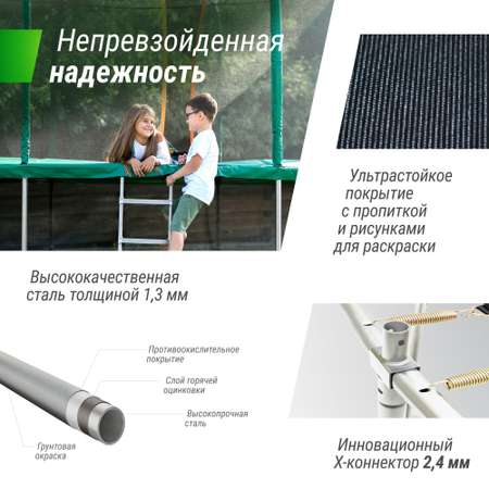 Батут каркасный supreme basic UNIX line 8 ft Blue общий диаметр 244 см до 140 кг прыжковой зоны 190 см