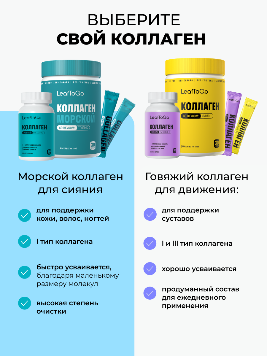 Набор 3 штуки 90 порций LeafToGo Коллаген морской порошок пептидный с витамином С - фото 7