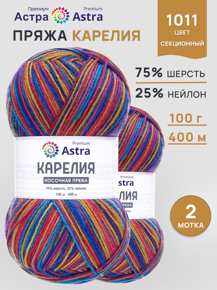 Пряжа для вязания носочная Astra Premium 100г 400м 2шт - фото 1