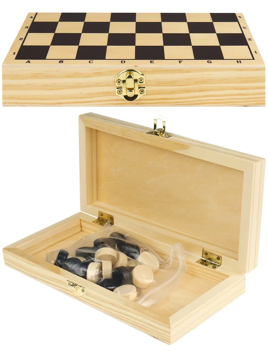 Настольная игра Рыжий кот Шашки деревянные с доской - фото 2
