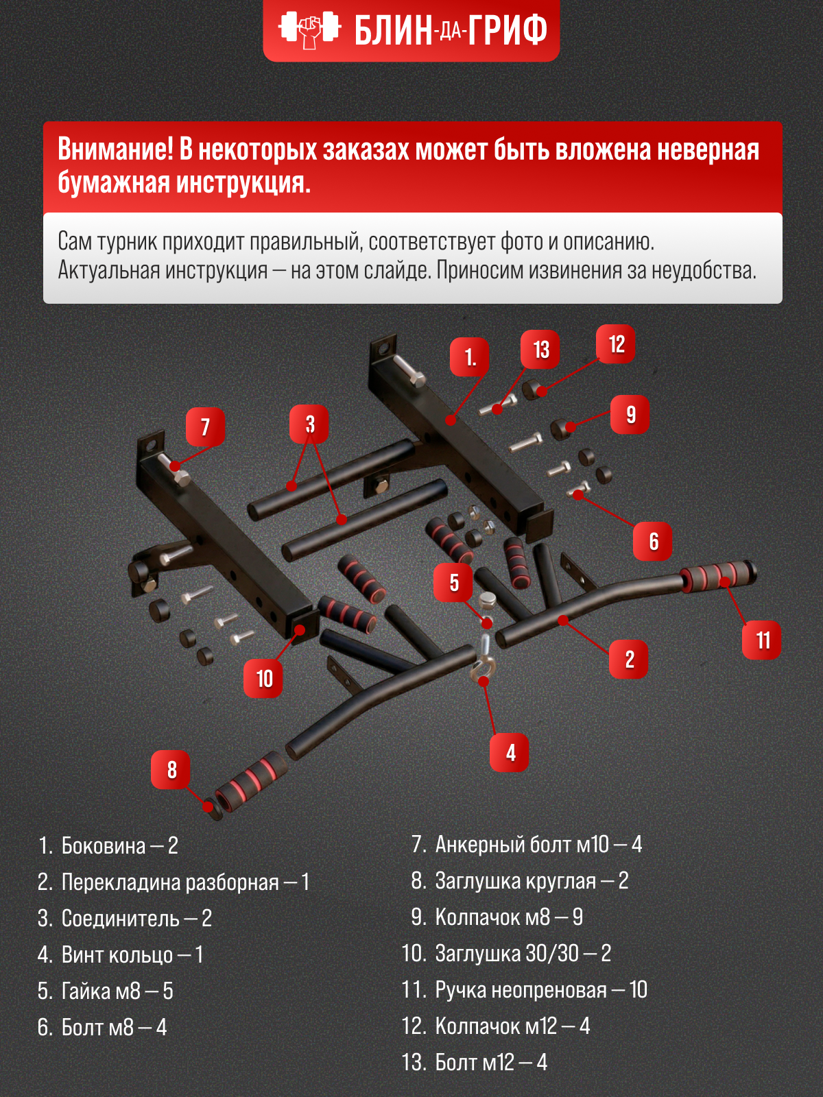 Спортивный турник БлинДаГриф Мультихват - фото 2