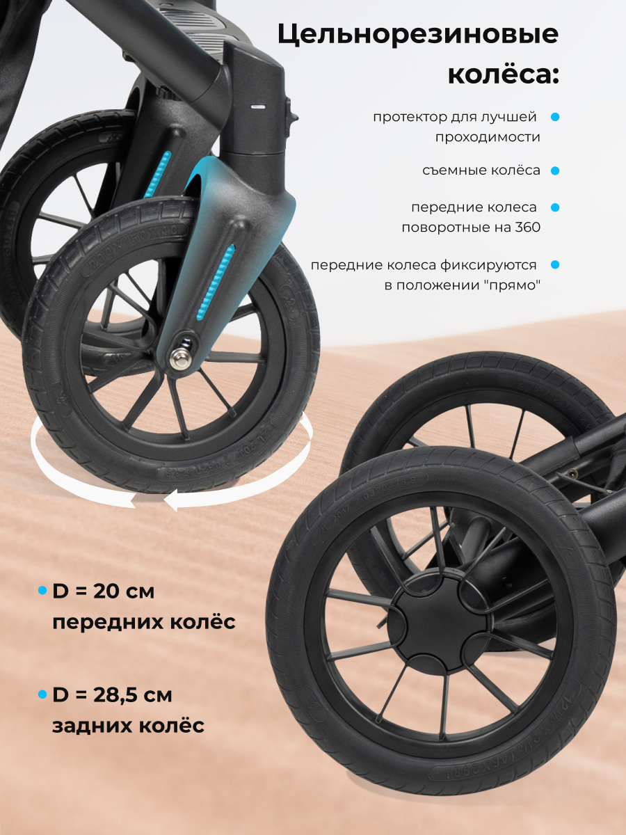 Коляска 3в1 Farfello Sola Trio Comfort черный - фото 9