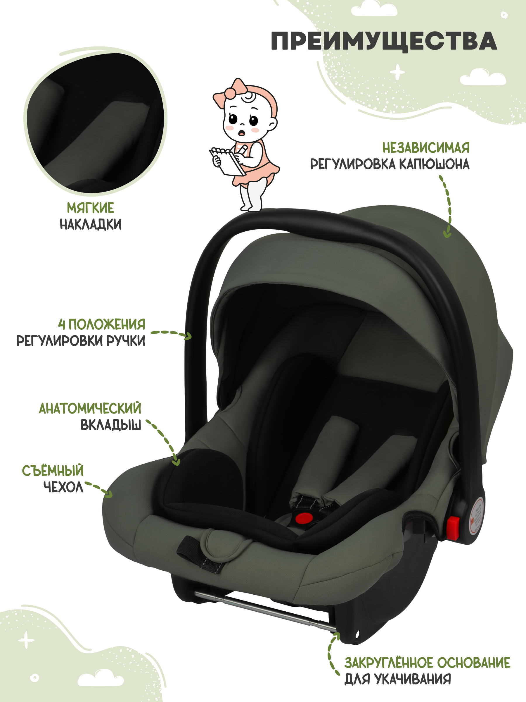 Коляска трансформер JOVOLA Truck, перекидная ручка зеленый - фото 4