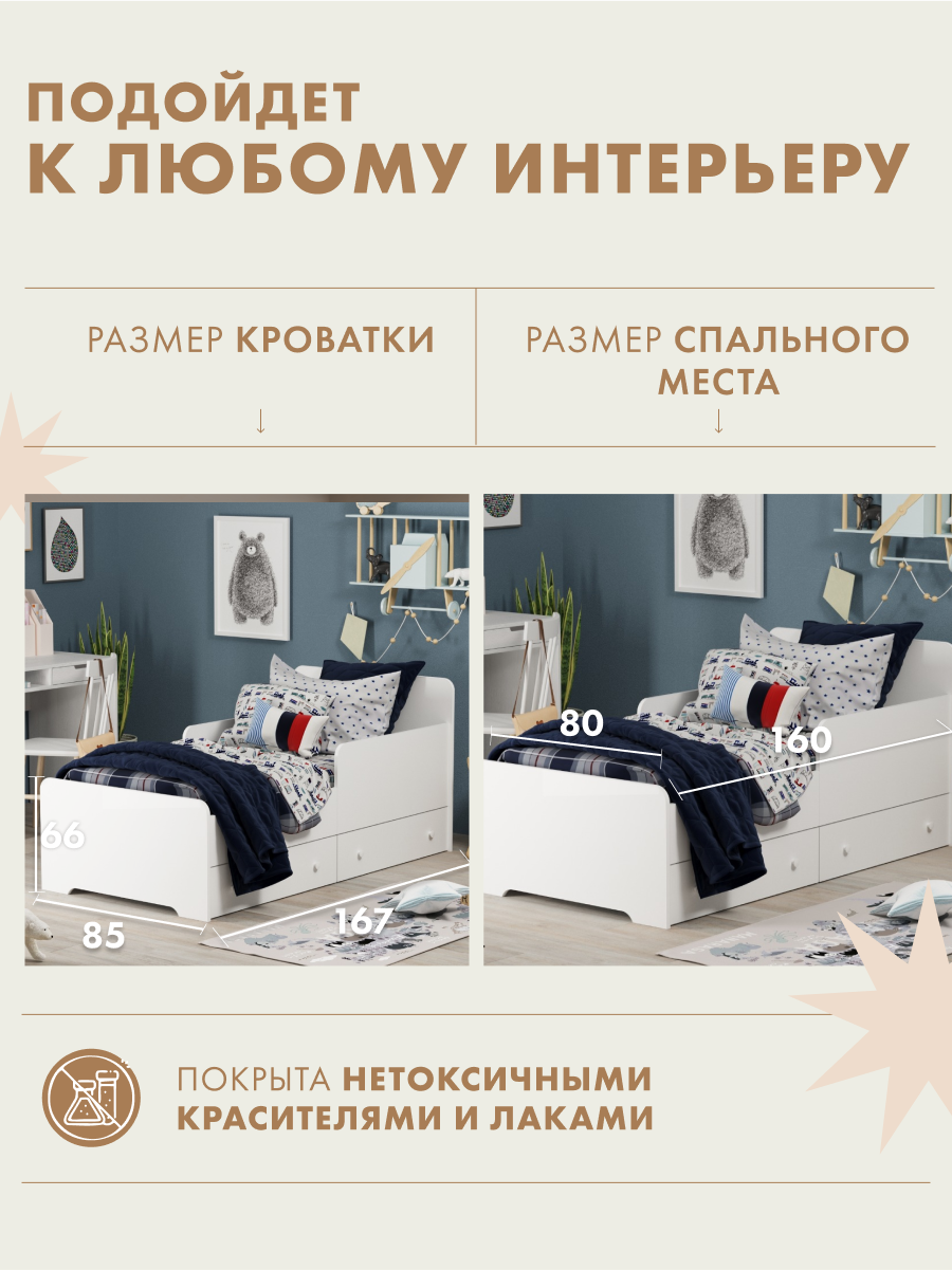 Кровать односпальная Alatoys (белый) - фото 3