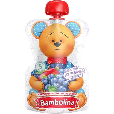 Пюре Bambolina яблоко-голубика 90г с 5месяцев