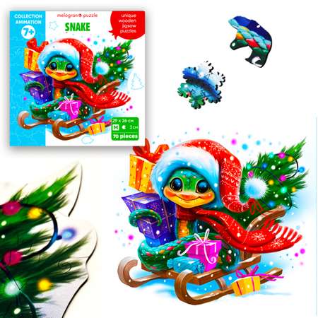 Пазл 1TOY Змея на санках деревянный