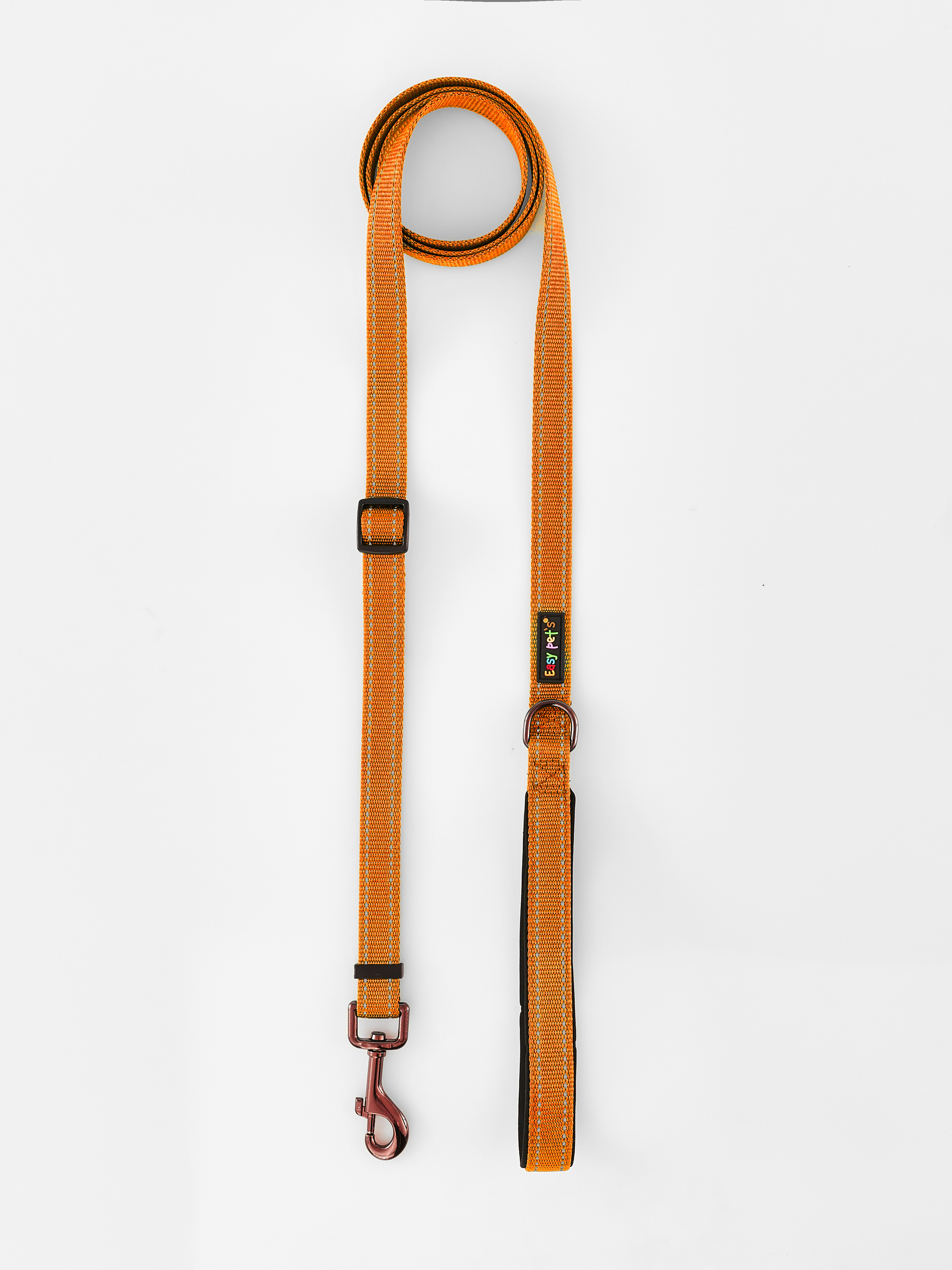 Поводок для собак с неопреновой ручкой Easy Pets 211 цвет Оранжевый р-р L 2,5см 210см - фото 10