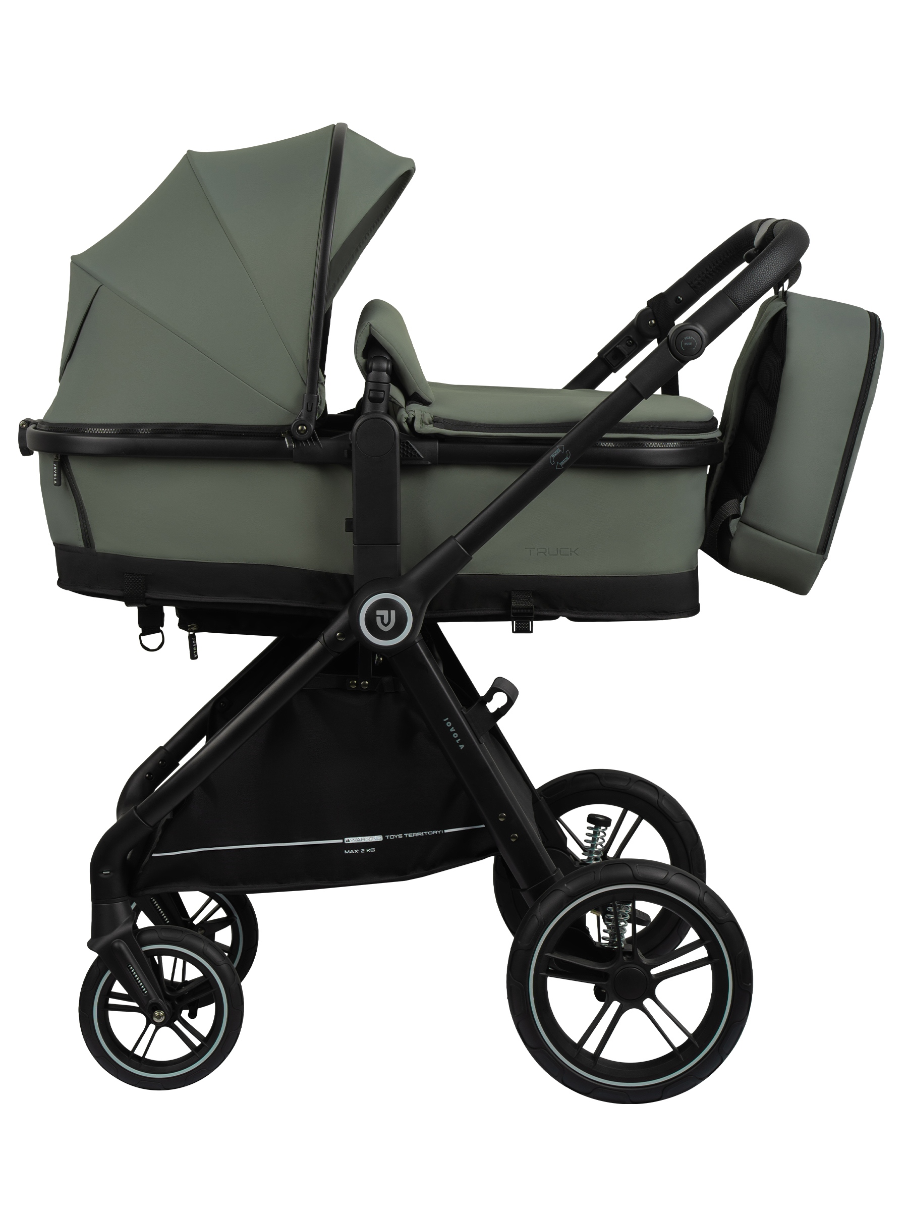 Коляска трансформер JOVOLA Truck, перекидная ручка зеленый - фото 4