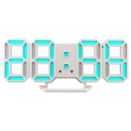 LED часы-будильник Perfeo LUMINOUS 2 белый корпус синяя подсветка PF-6111