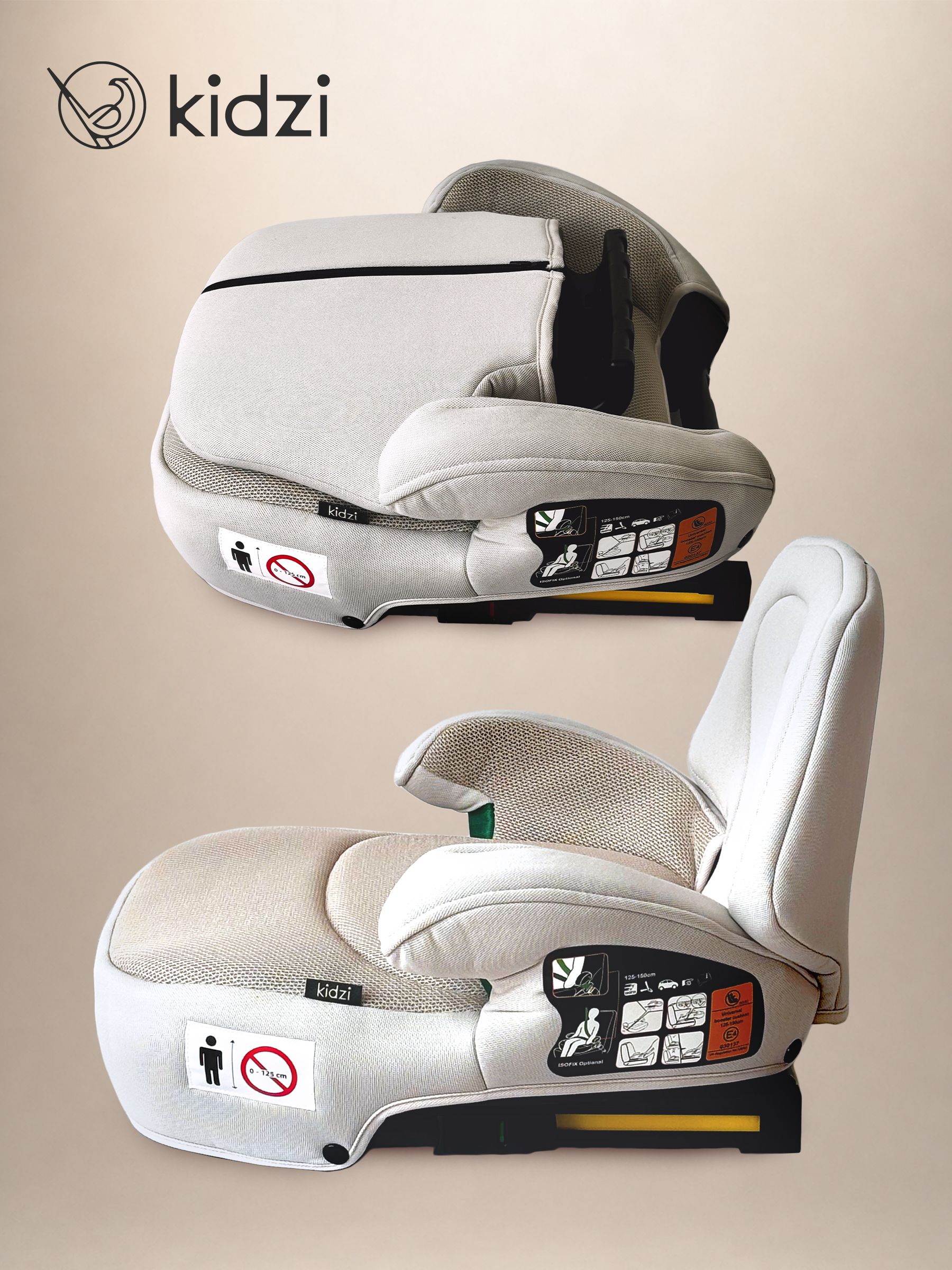 Автокресло Kidzi Bro i-SIZE со спинкой Isofix 3 (22-36 кг) бежевый - фото 15