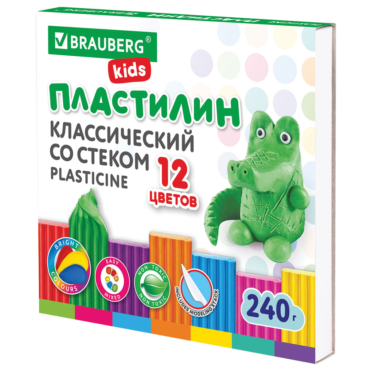 Пластилин Brauberg 12 цв. - фото 1