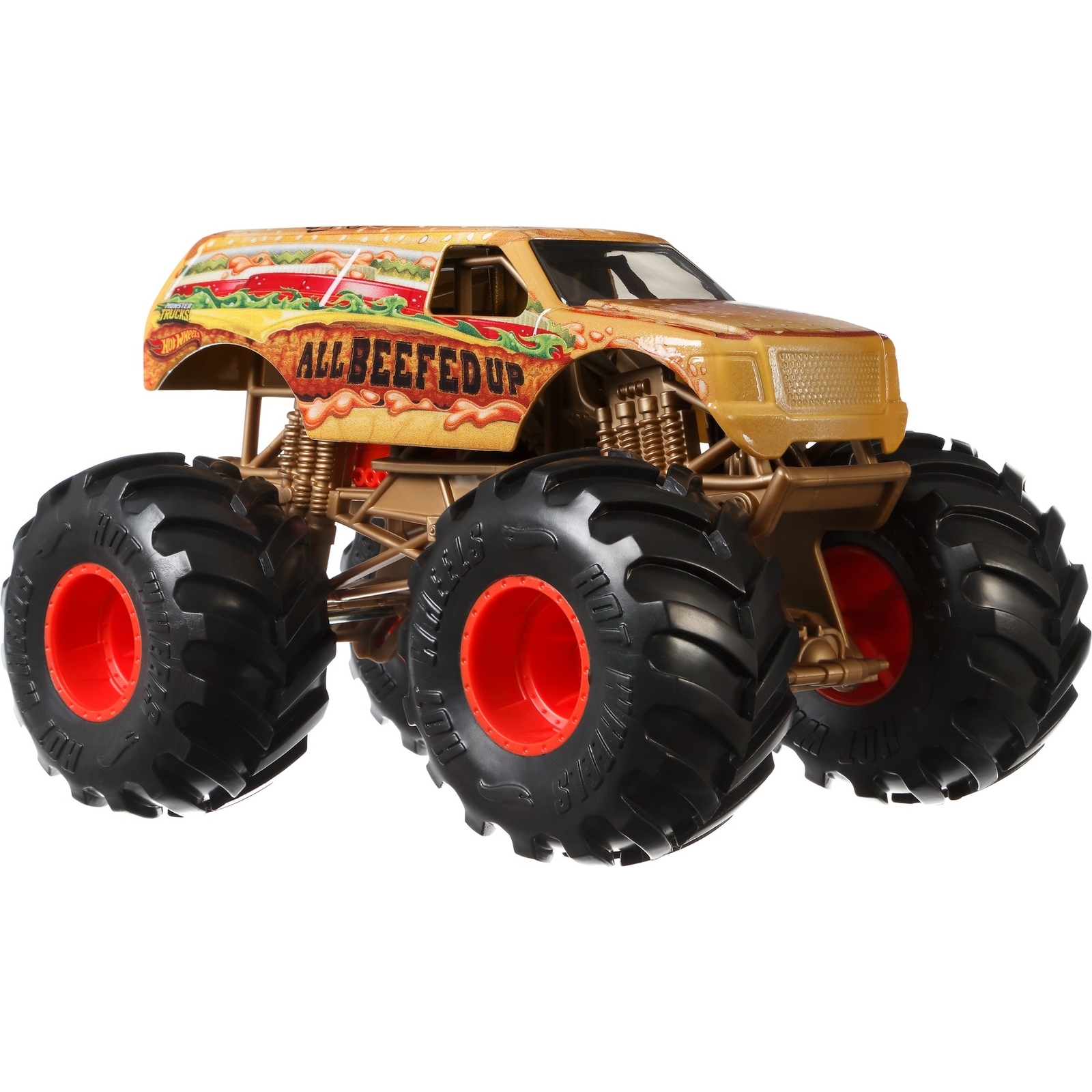 Автомобиль Hot Wheels Monster Tracks Олл Бифид Апп 1:24 FYJ83/GBV41 - фото 1