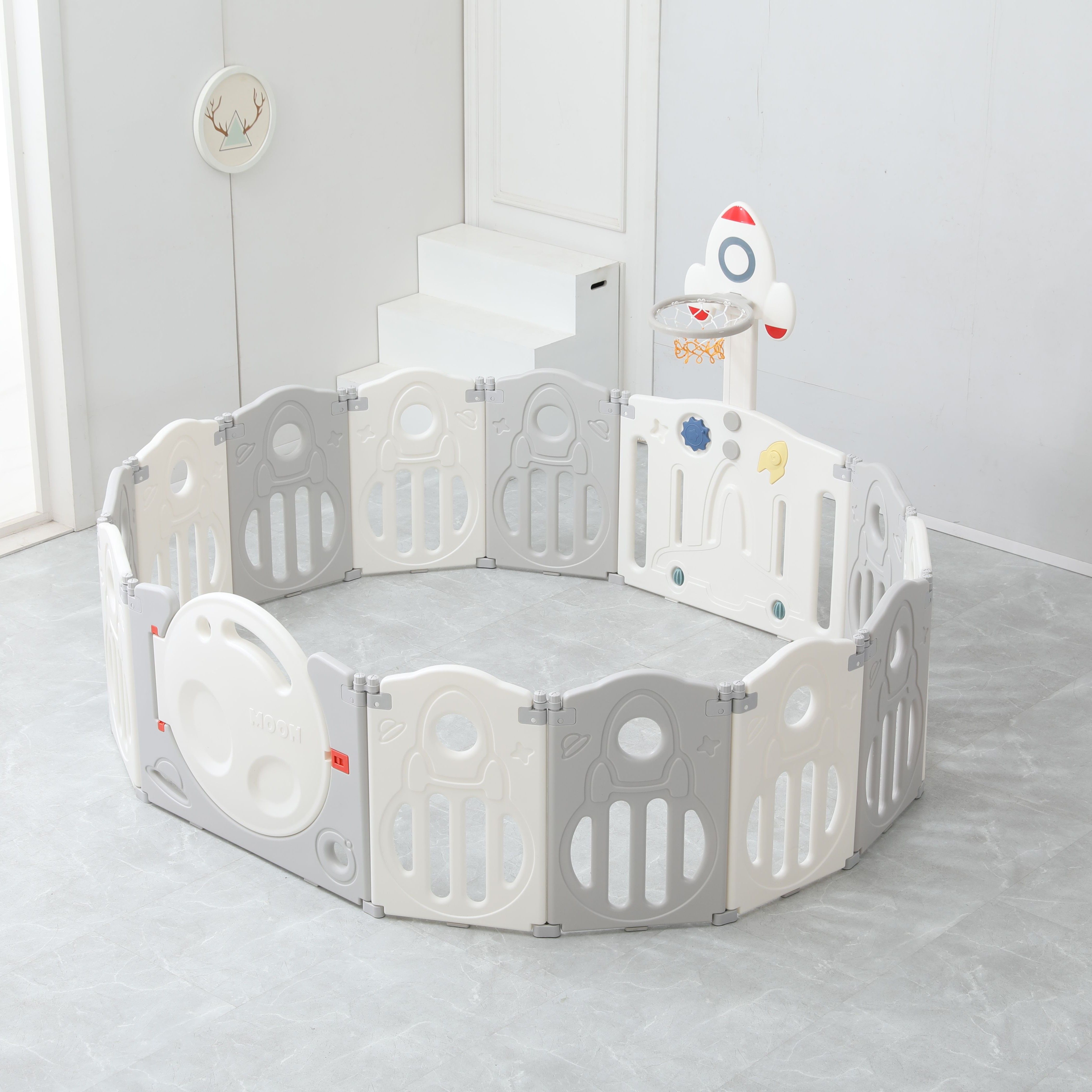 Манеж UNIX Kids Supreme space 200x200 cm grey PPSUSP16GRY - фото 6