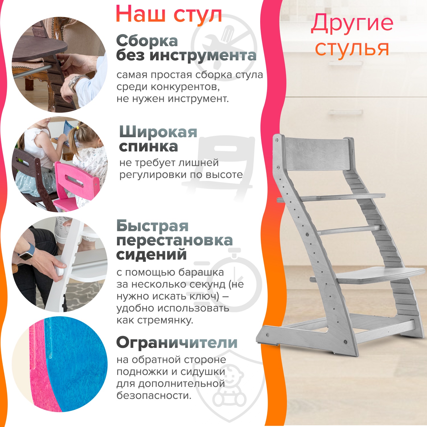 Стульчик для кормления INDSPACE Мультик Синий дерево классический - фото 9