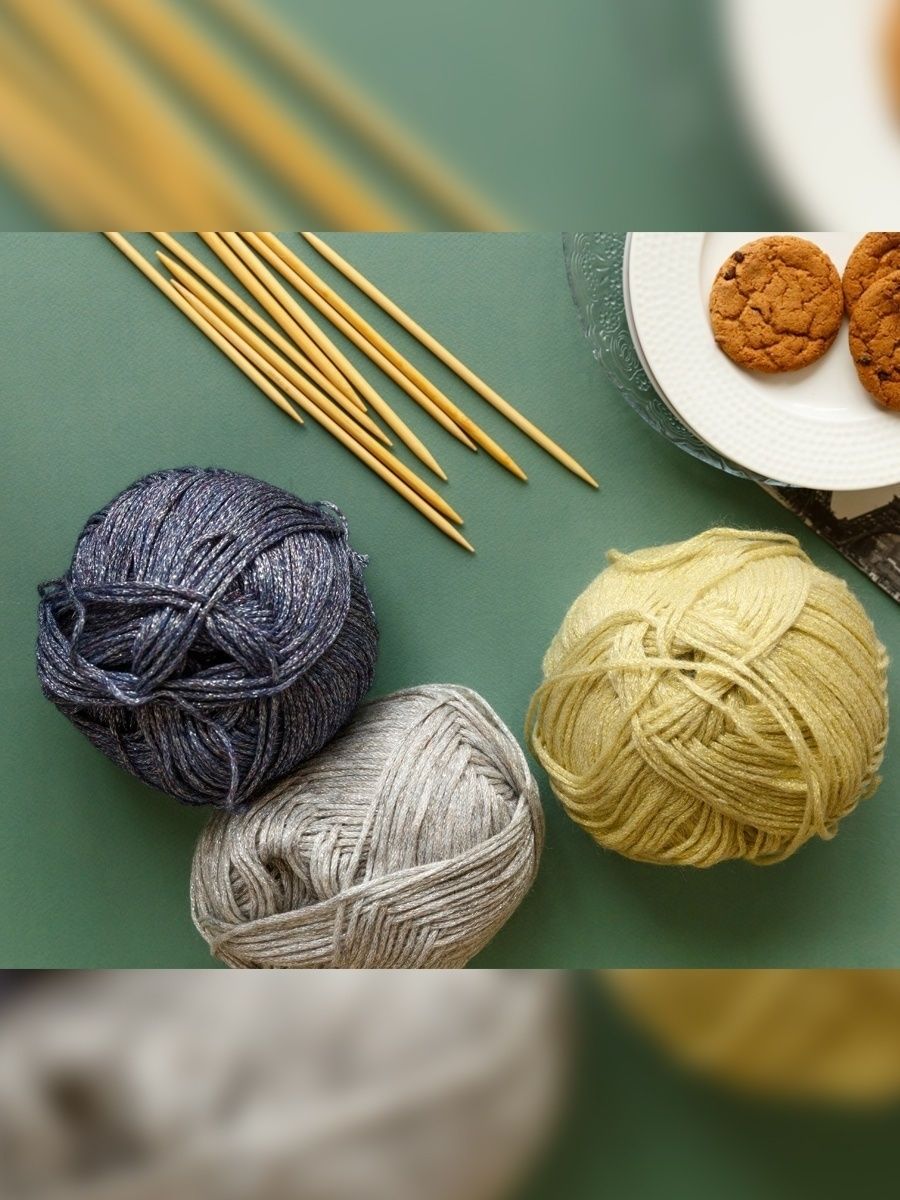 Пряжа Astra Premium Электра с люрексом 100 г 200 м 06 синий 3 мотка - фото 13