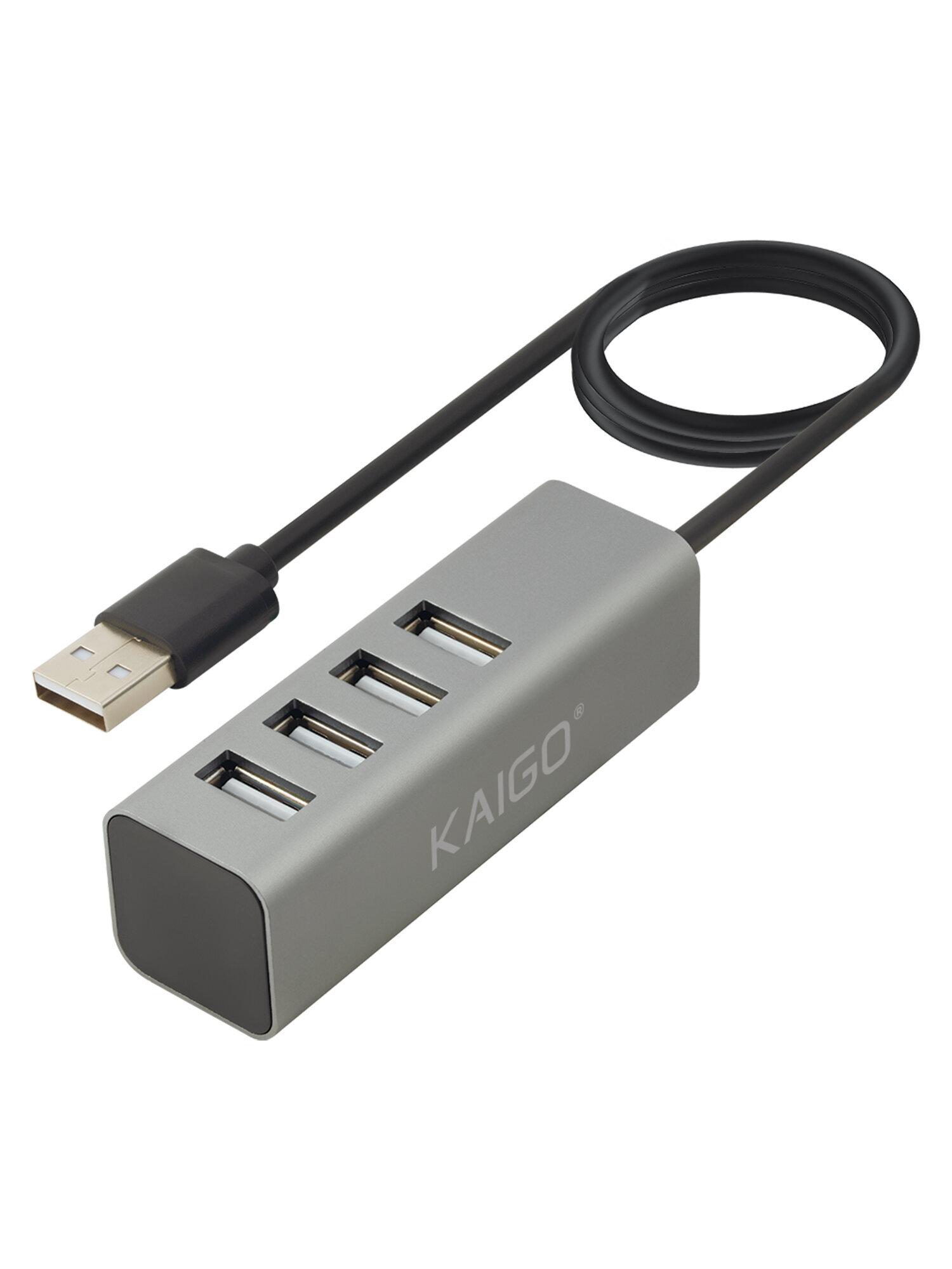 Хаб разветвитель KAIGO высокоскоростной 4xUSB 2.0 кабель 80см - фото 2