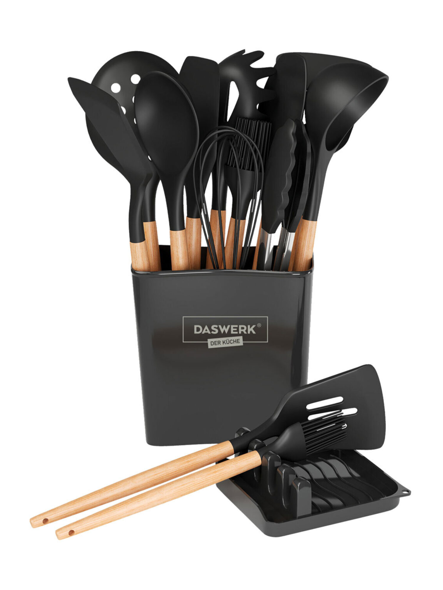 Набор кухонных принадлежностей DASWERK силиконовые с деревянными ручками 13 в 1 - фото 15