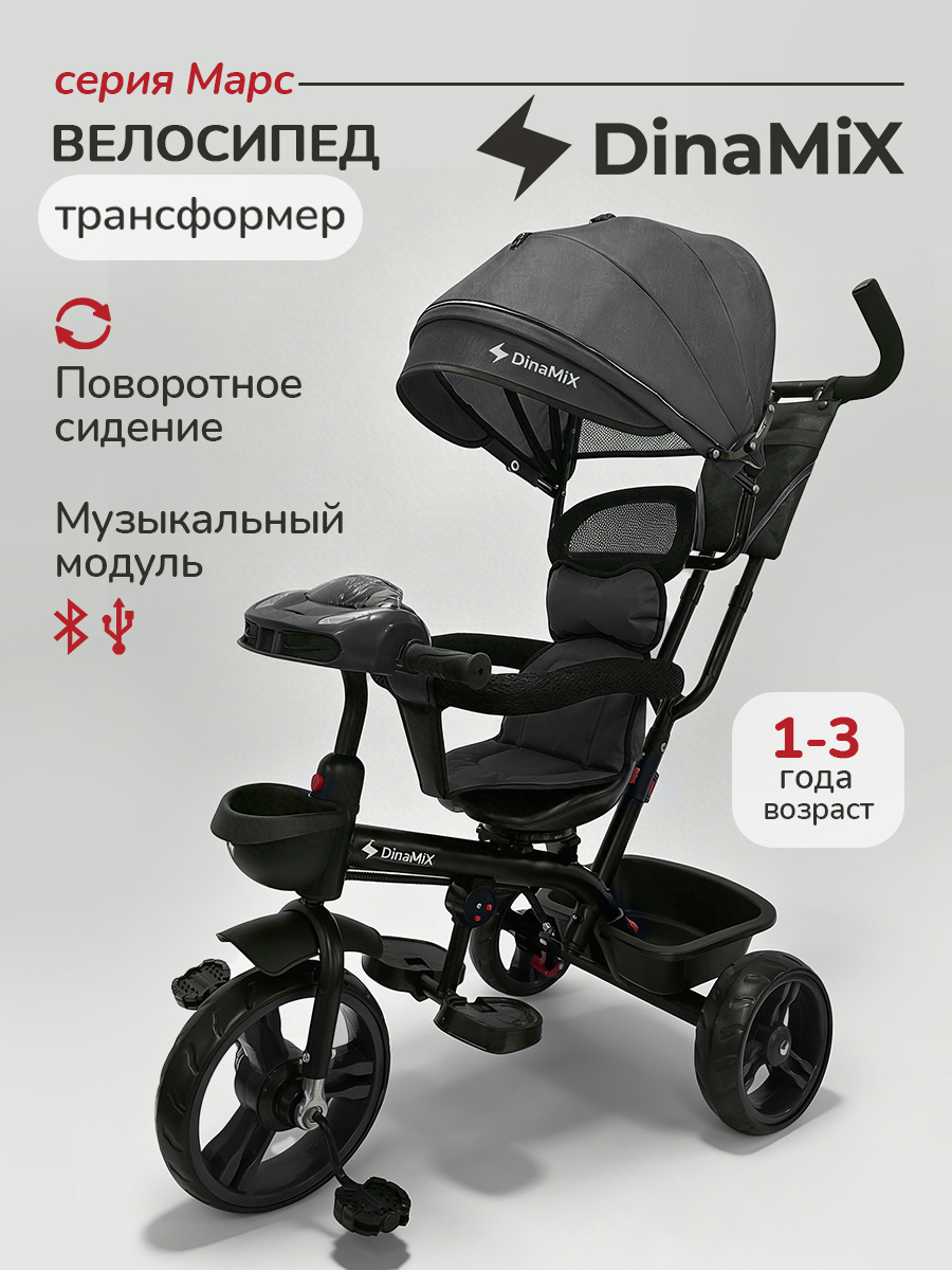 Трехколесный велосипед DinaMiX 10 дюймов - фото 1