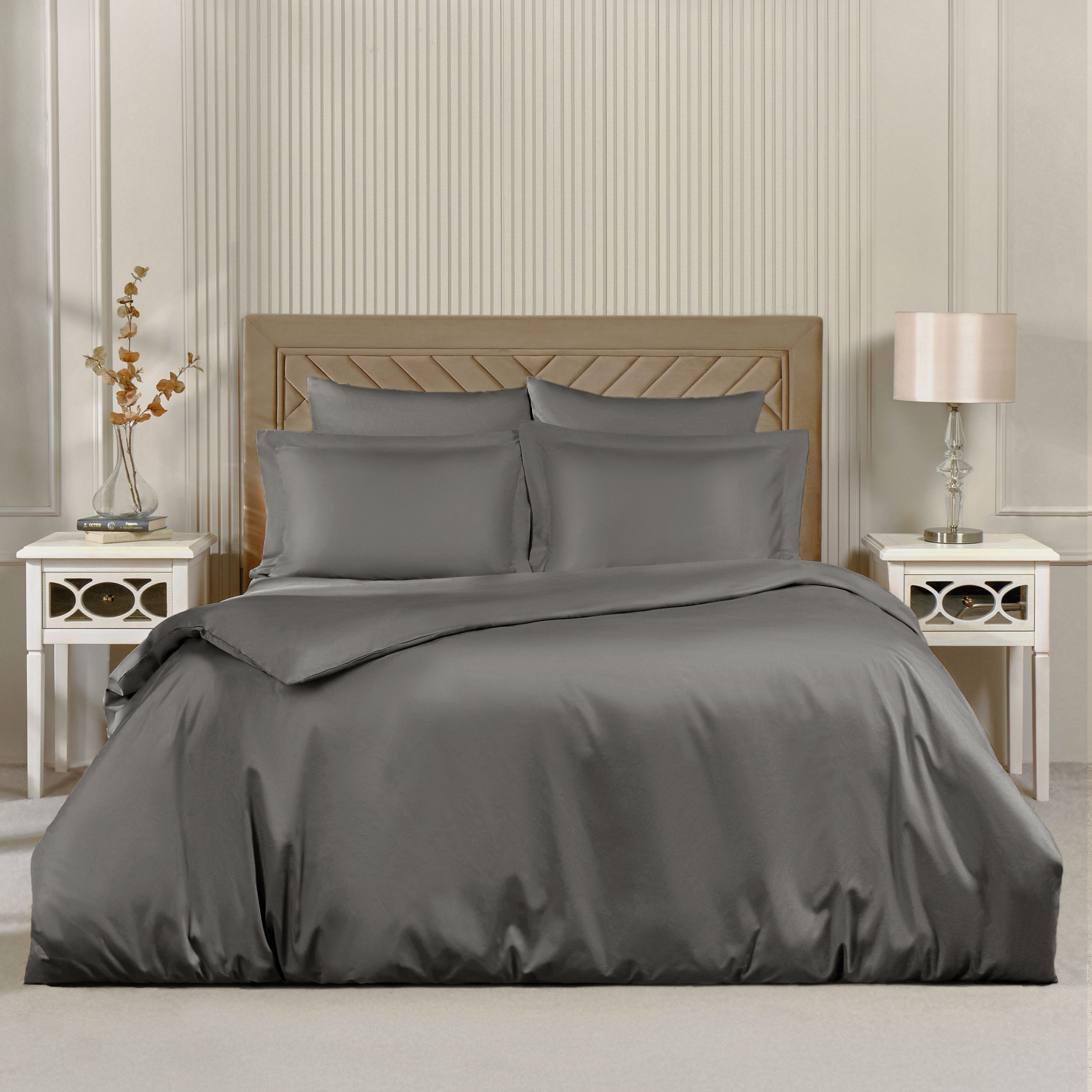 Постельное белье Arya Home Collection семейное с 2 пододеяльниками Arya Vip сатин - фото 1