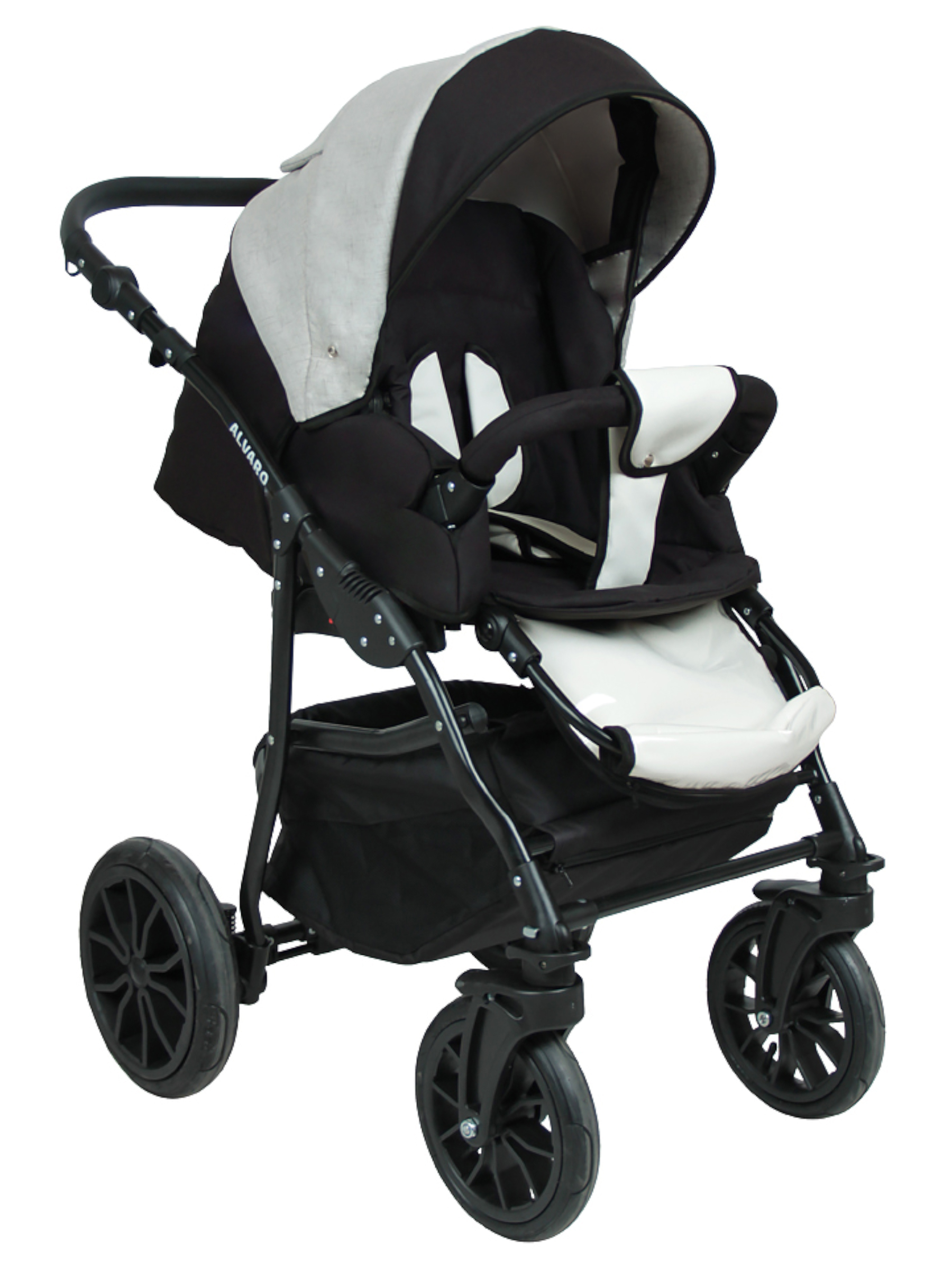 Коляска 3в1 alis Alvaro F 04 серый-белый - фото 6