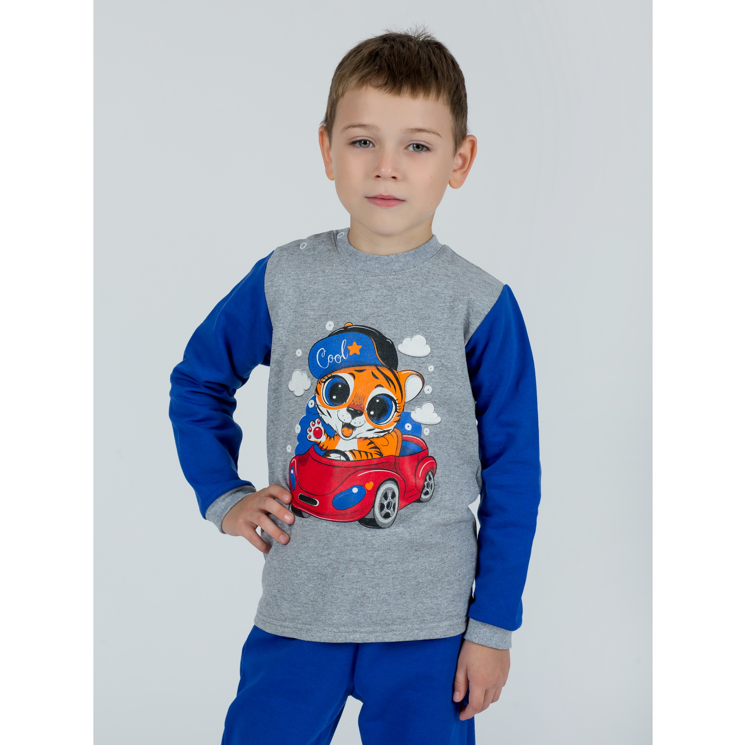 Костюм KiMMi co К-1408751 василек меланж тигренок машина - фото 4