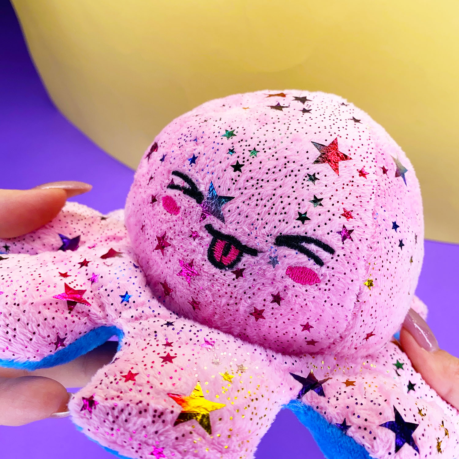 Мягкая игрушка MINI-TOYS вывернушка Осьминог двусторонний. Розовый-голубой - фото 3