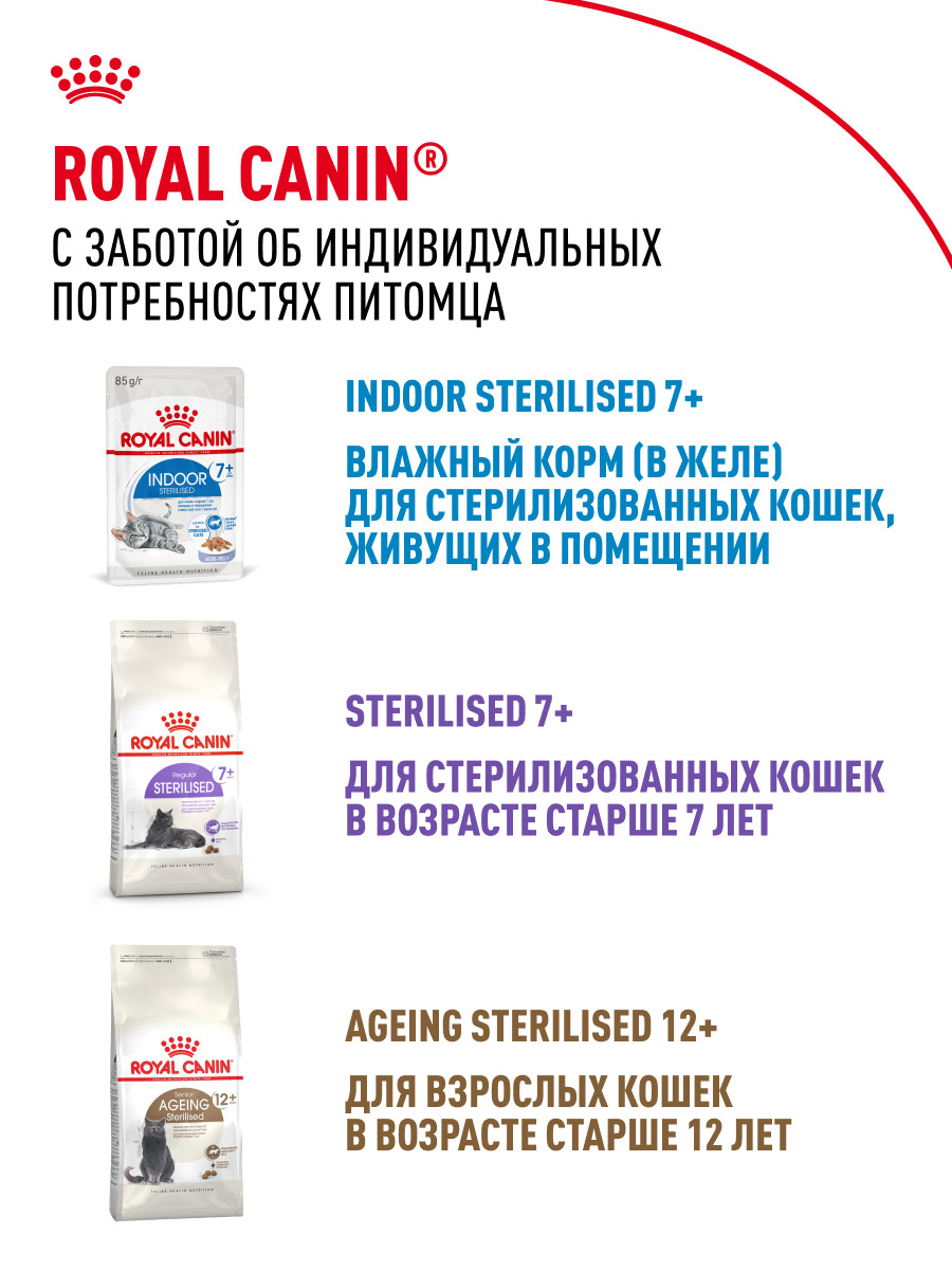 Корм для кошек ROYAL CANIN Indoor 85г для пожилых стерилизованных кошек 7+ соус пауч - фото 10