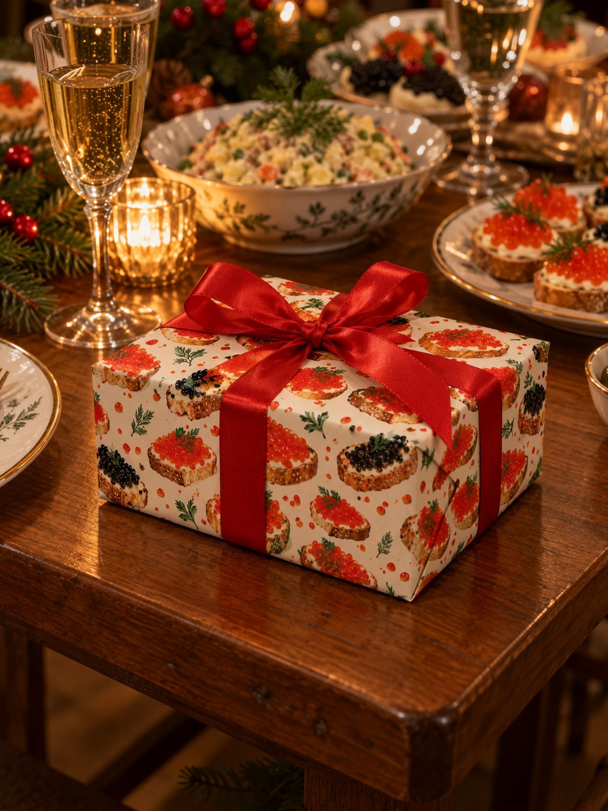 Новогодняя бумага в рулоне Gift Mania для упаковки подарков Икра - фото 7