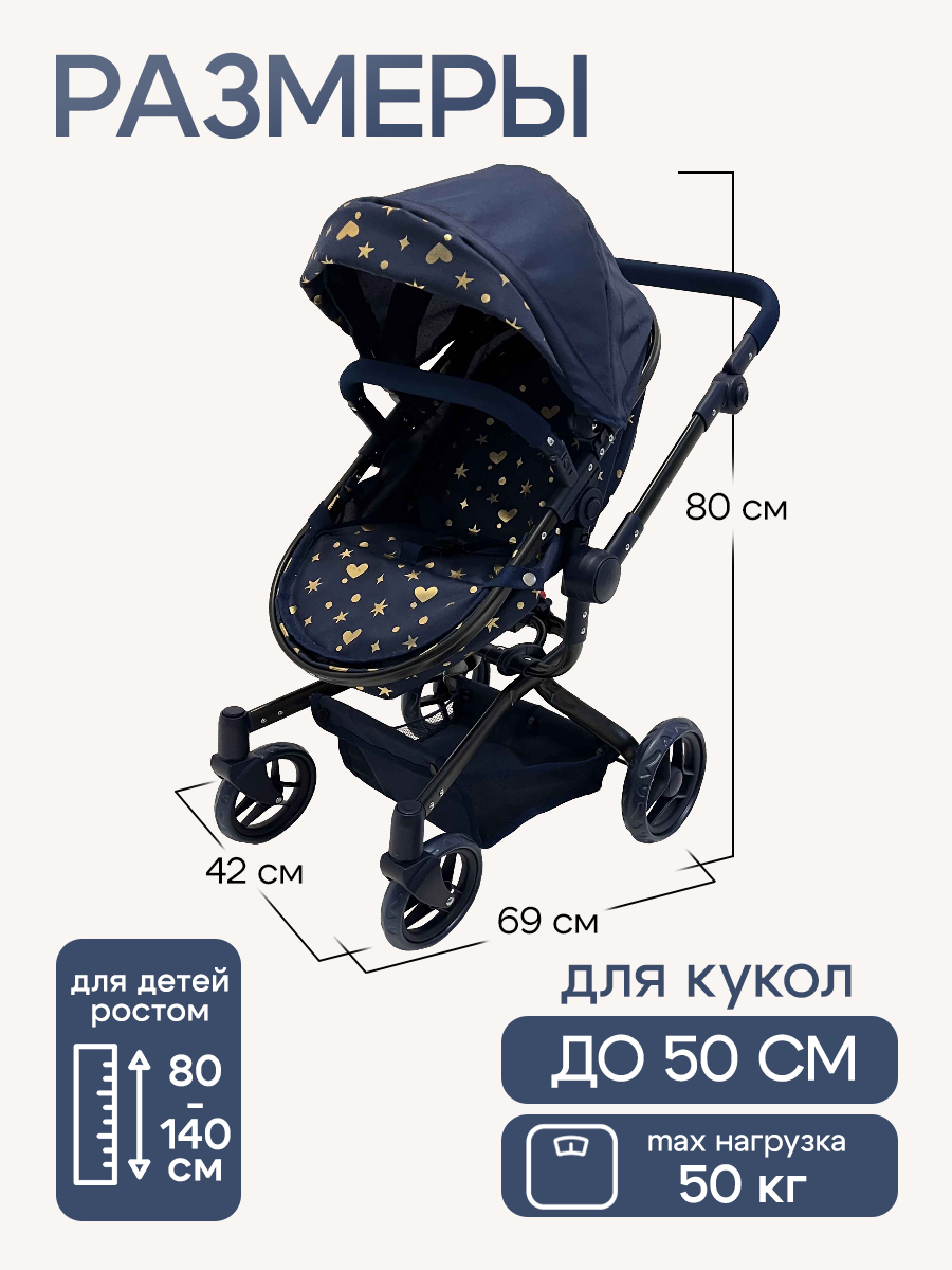 Коляска-трансформер для кукол Рыжий кот 9695-BS - фото 3