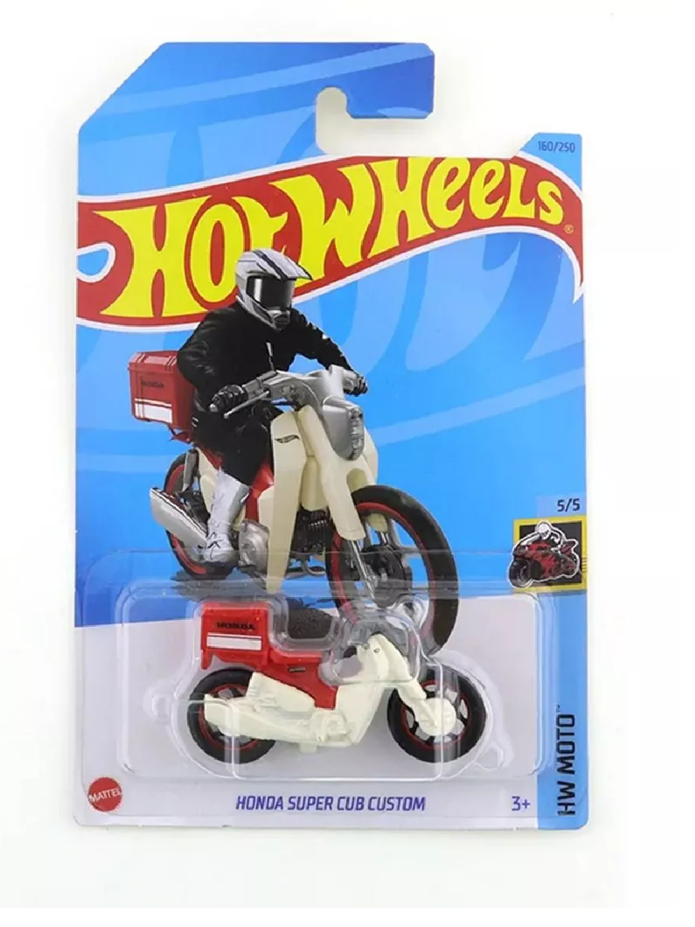 Мотоцикл Hot Wheels Honda Super Cub Custom красный 1:64 04510 - фото 2