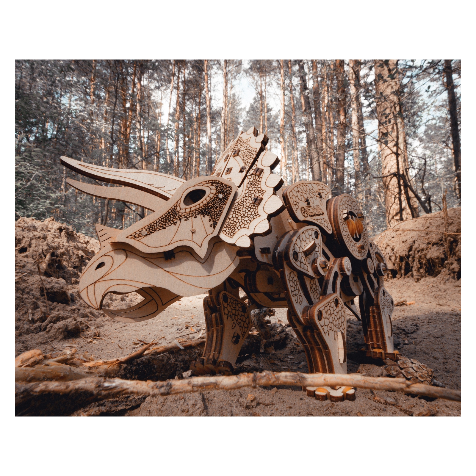Конструктор Eco Wood Art Динозавр Трицератопс деревянный - фото 11
