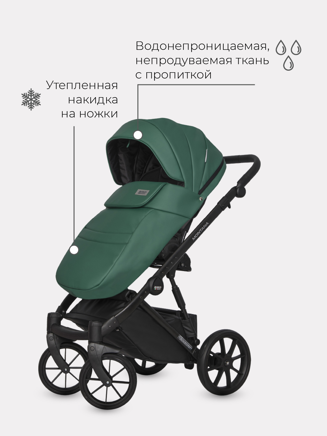 Коляска 3в1 Riko Basic Montana Ecco зеленый - фото 7