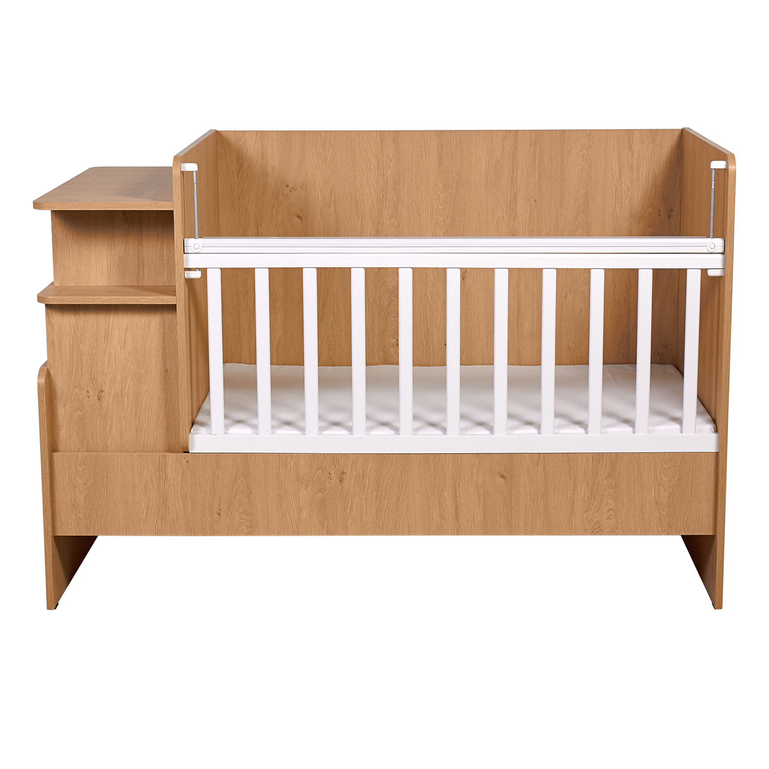 Детская кроватка Polini kids Ameli прямоугольная, без маятника (белый, дуб сонома) - фото 3