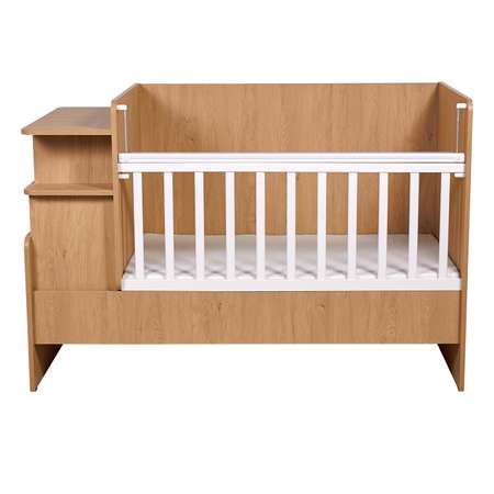 Детская кроватка Polini kids Ameli прямоугольная, без маятника (белый, дуб сонома)