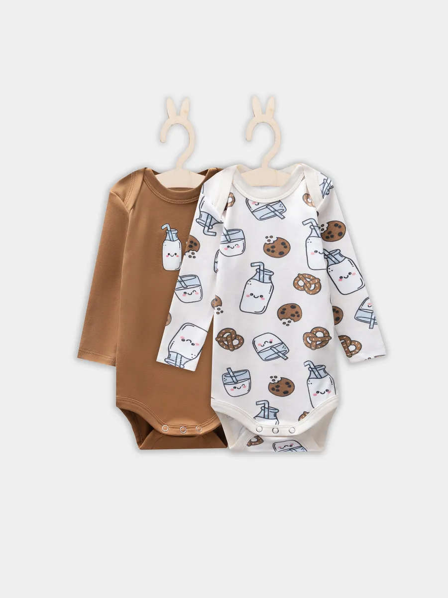 Боди 2 шт Mark Formelle (Марк Формэль) 13016-2/печеньки/молочко на молочном +песочный - фото 10