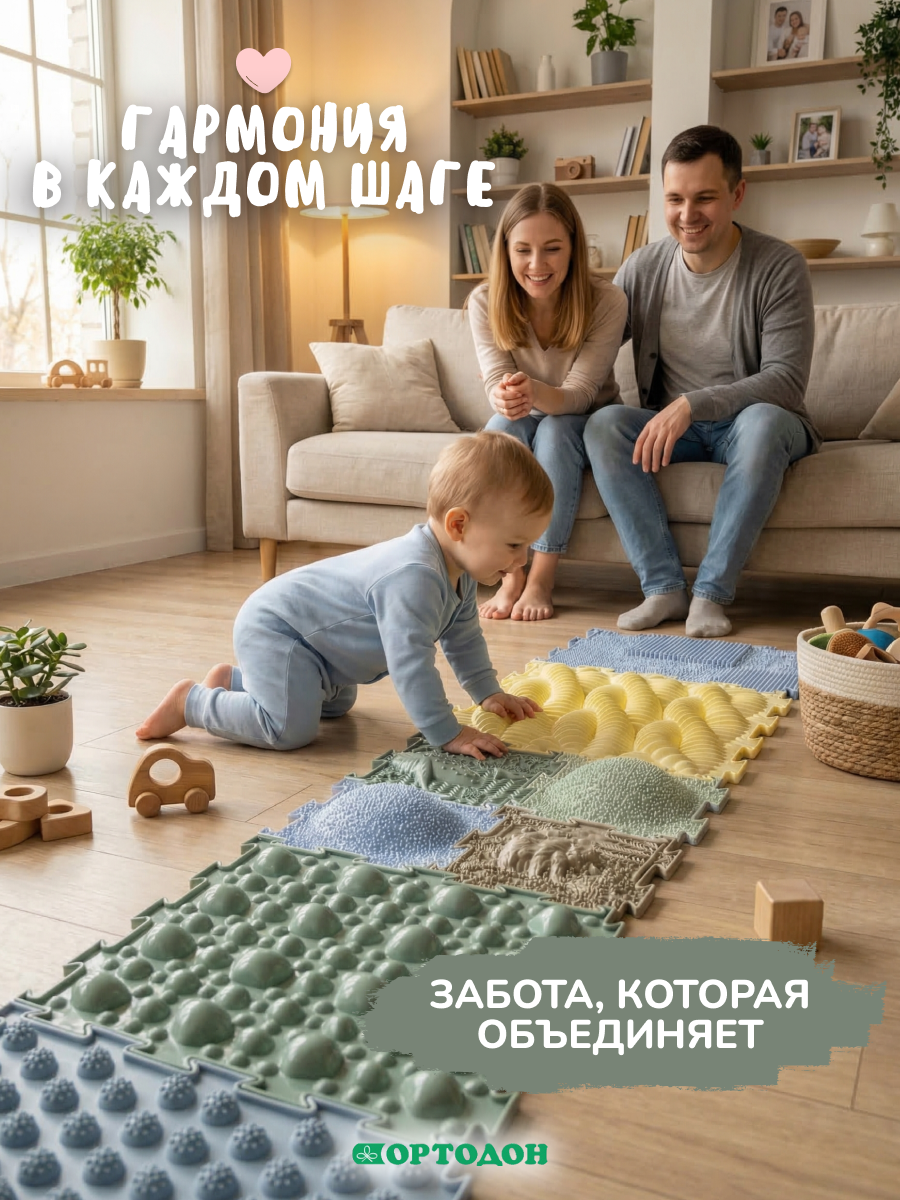 Коврик-пазл Ортодон массажный развивающий детский 26 x 122 см - фото 14