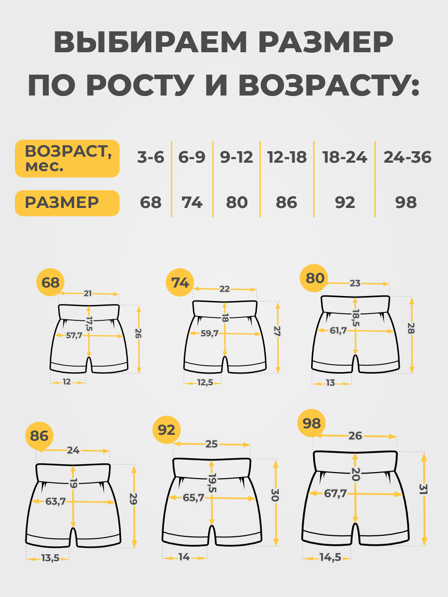 Шорты классик для малышей набор 3 штуки ШВЕЙНЫЕ ИСТОРИИ класс_шортыкурочки - фото 16