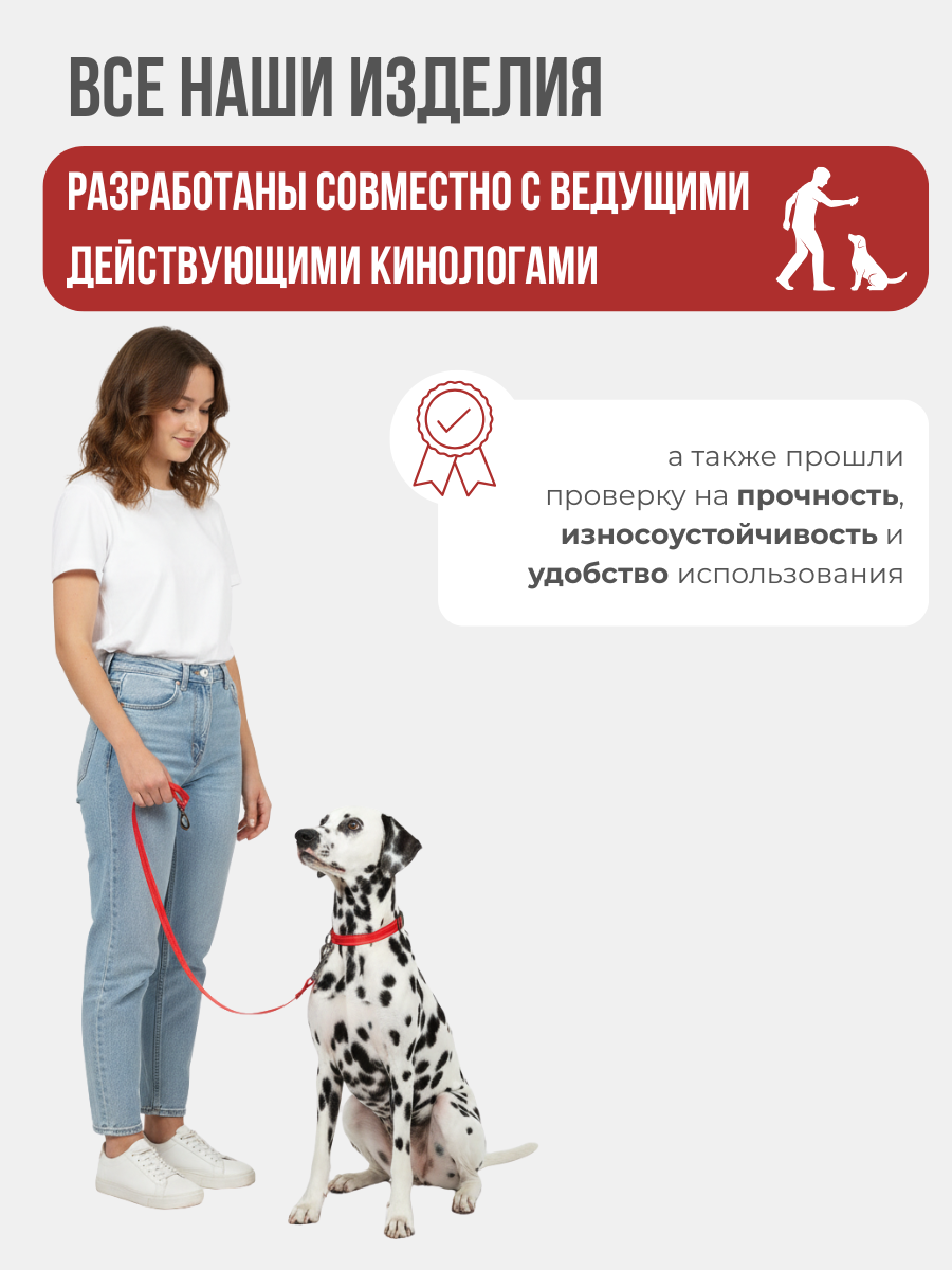 Поводок перестежка для собак Easy Pets 324 цвет Красный р-р M 2см 300см - фото 7