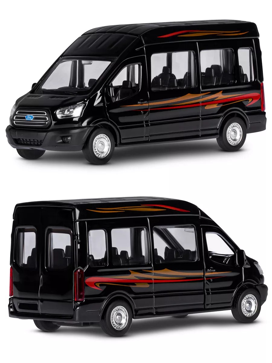 Автомобиль АВТОпанорама Ford Transit 1:52 черный JB1251272 - фото 6