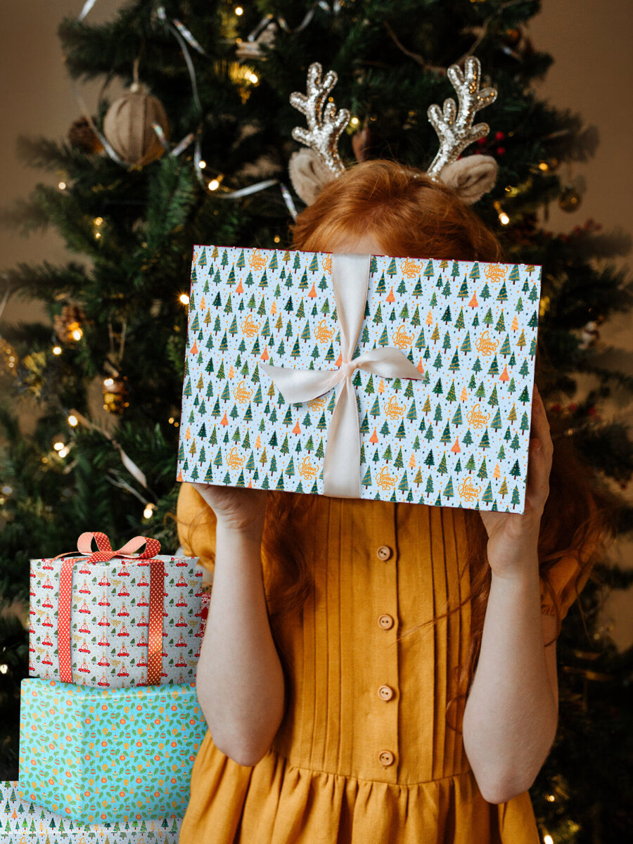 Упаковочная бумага Золотая сказка для новогодних подарков в рулоне 70х100 см набор 3 штуки - фото 4