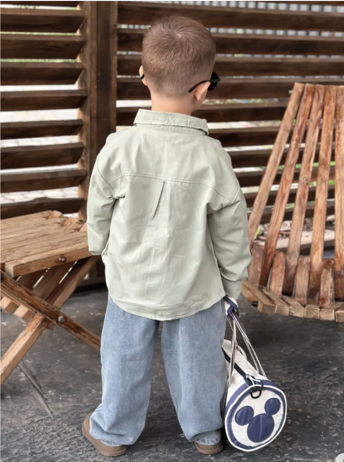 Костюм Everforkids тройка рубашка зеленая с джинсами - фото 9