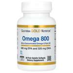 Омега 800, California Gold Nutrition, 480 mg EPA | 320 mg DHA, 30 капсул