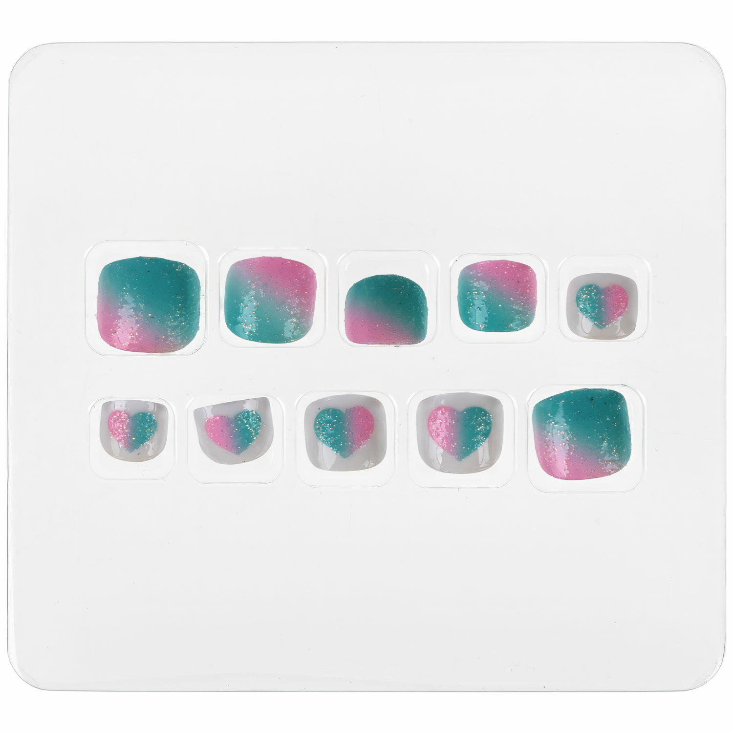 Накладные ногти детские LUKKY для педикюра 3-10 лет набор Pedicure style 4 Aquarelle с липким слоем - клеем - фото 2